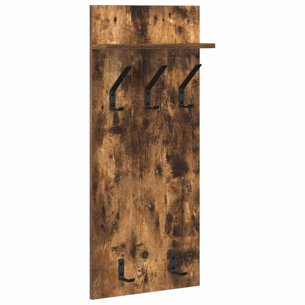 Wall-Mounted Coat Rack with Shelf Smoked Oak 40 x 10 x 90 cm