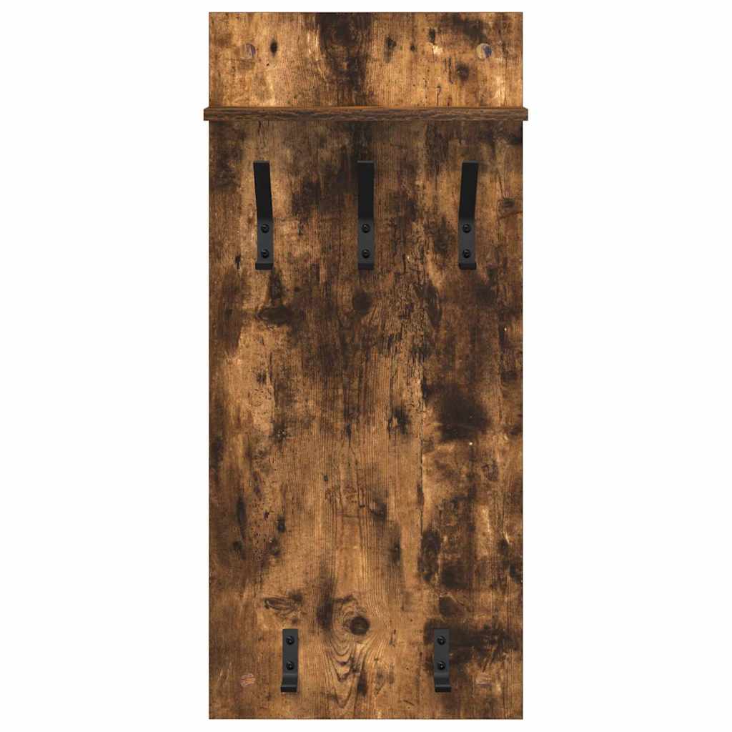 Wall-Mounted Coat Rack with Shelf Smoked Oak 40 x 10 x 90 cm