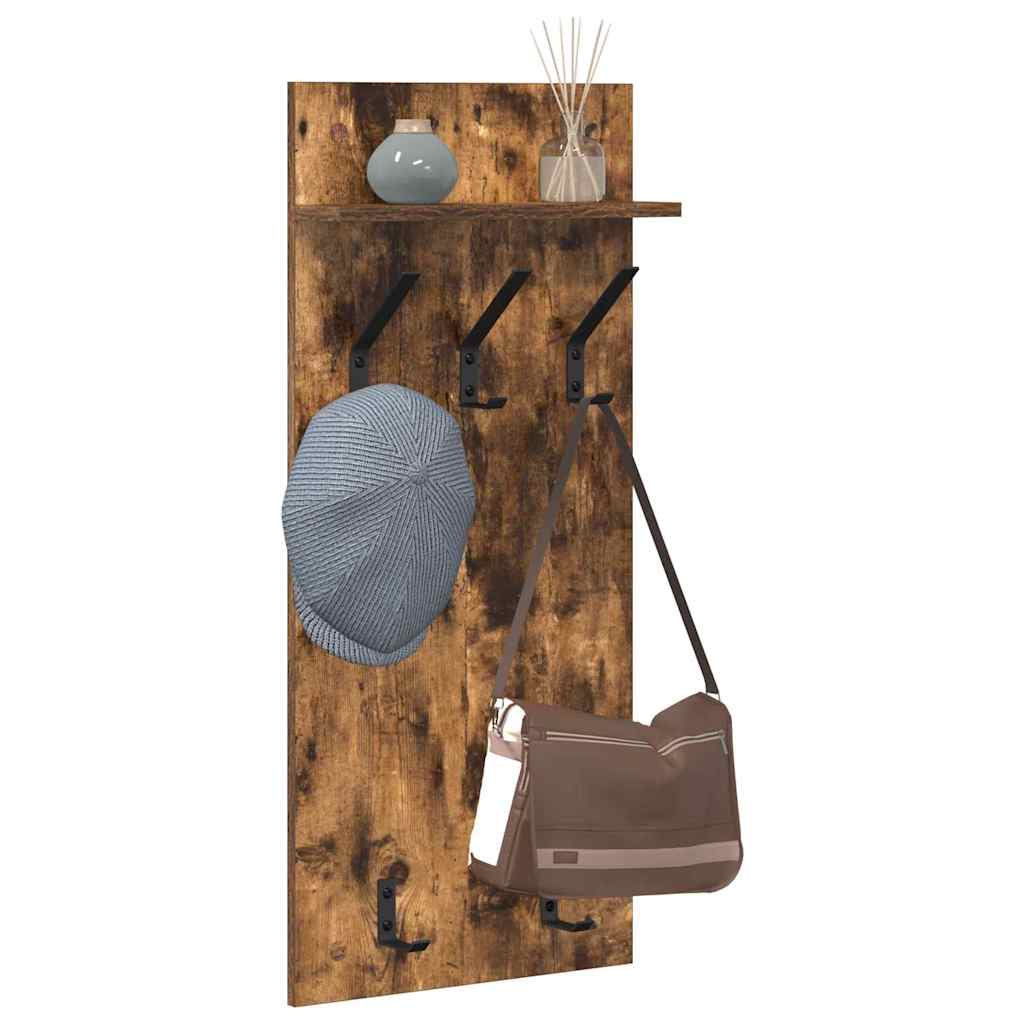 Wall-Mounted Coat Rack with Shelf Smoked Oak 40 x 10 x 90 cm