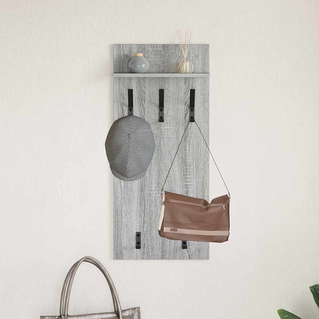 Wall-Mounted Coat Rack with Shelf Grey Sonoma 40 x 10 x 90 cm