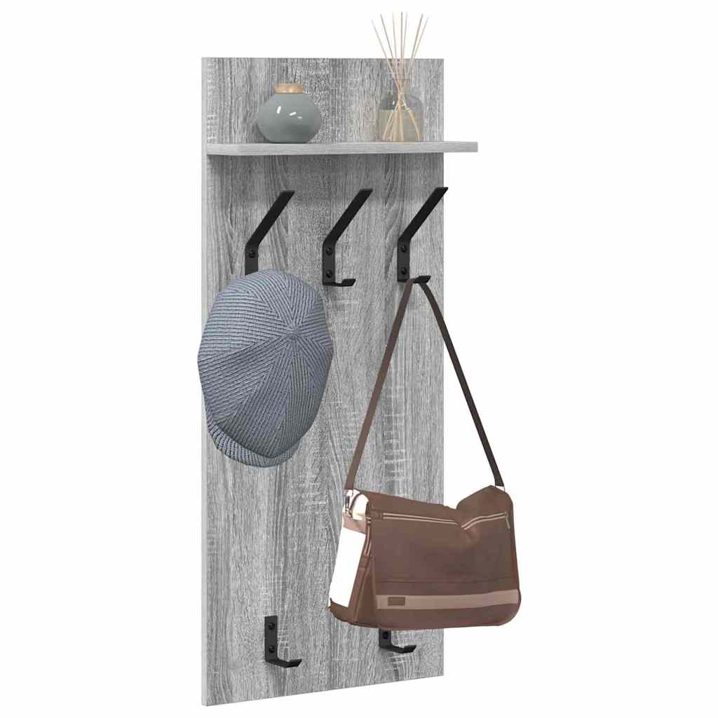 Wall-Mounted Coat Rack with Shelf Grey Sonoma 40 x 10 x 90 cm