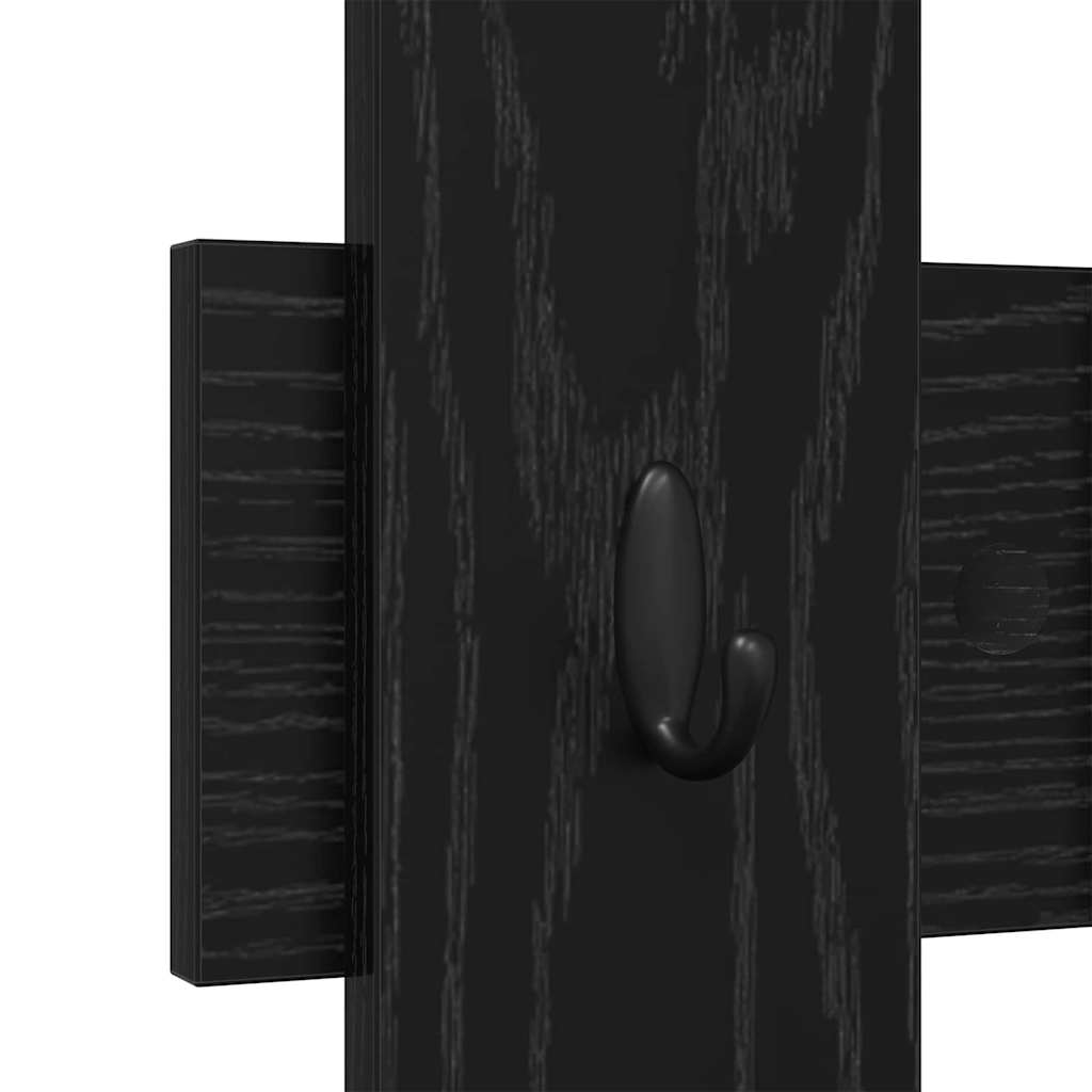 Wall-Mounted Coat Rack Black Oak 60 x 3 x 82 cm Engineered wood