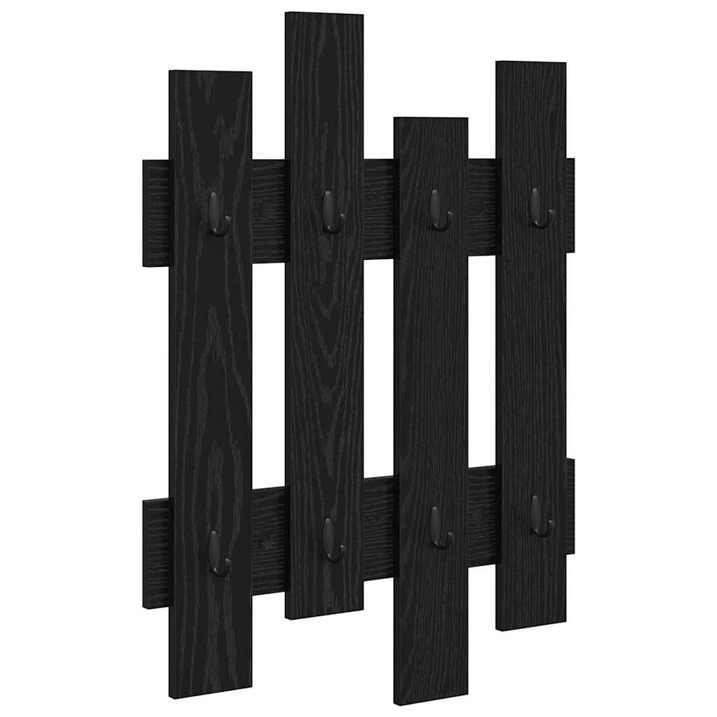 Wall-Mounted Coat Rack Black Oak 60 x 3 x 82 cm Engineered wood