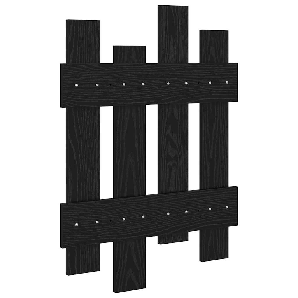 Wall-Mounted Coat Rack Black Oak 60 x 3 x 82 cm Engineered wood