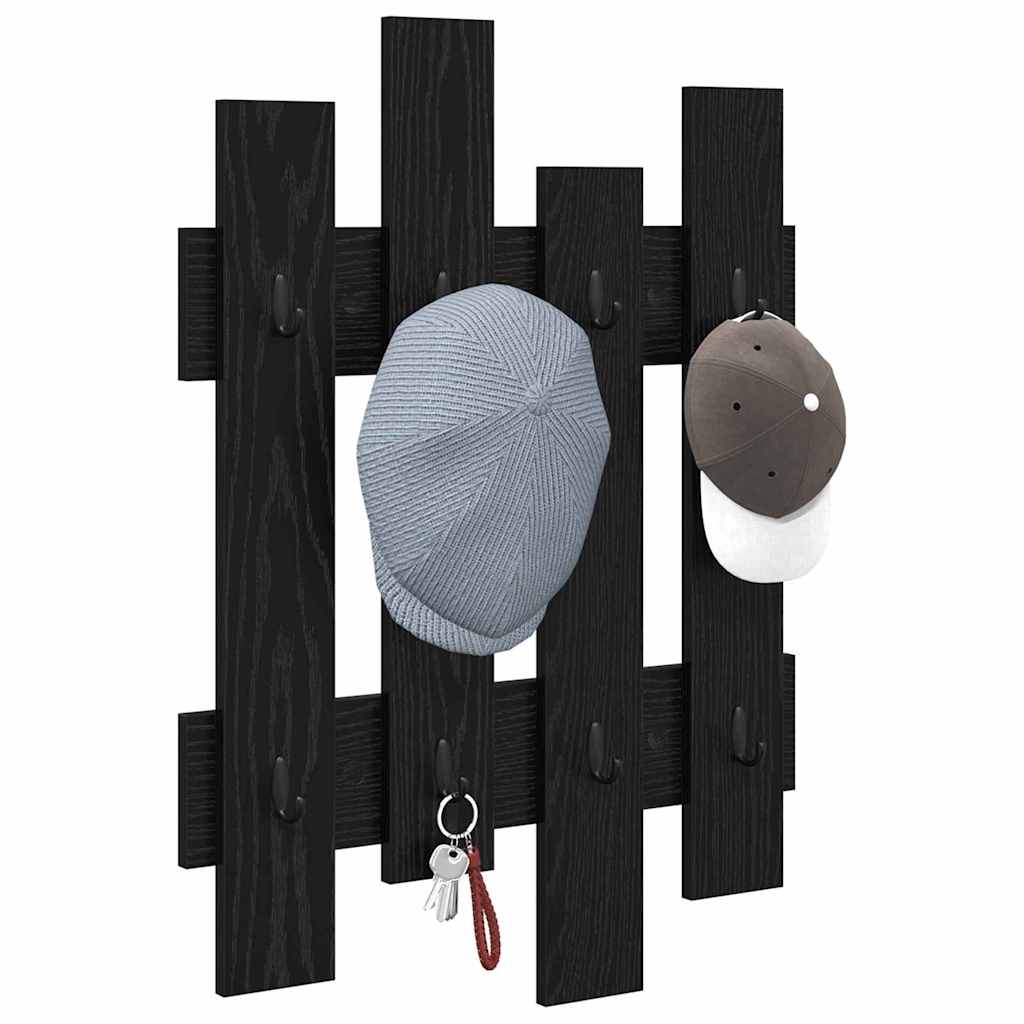 Wall-Mounted Coat Rack Black Oak 60 x 3 x 82 cm Engineered wood