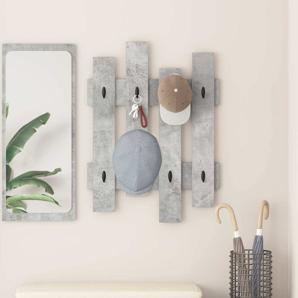 Wall-Mounted Coat Rack Concrete Grey 60 x 3 x 82 cm