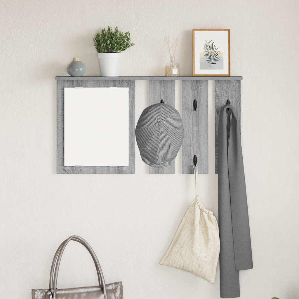 Wall-Mounted Coat Rack with Shelf Grey sonoma 85 x 10 x 45 cm