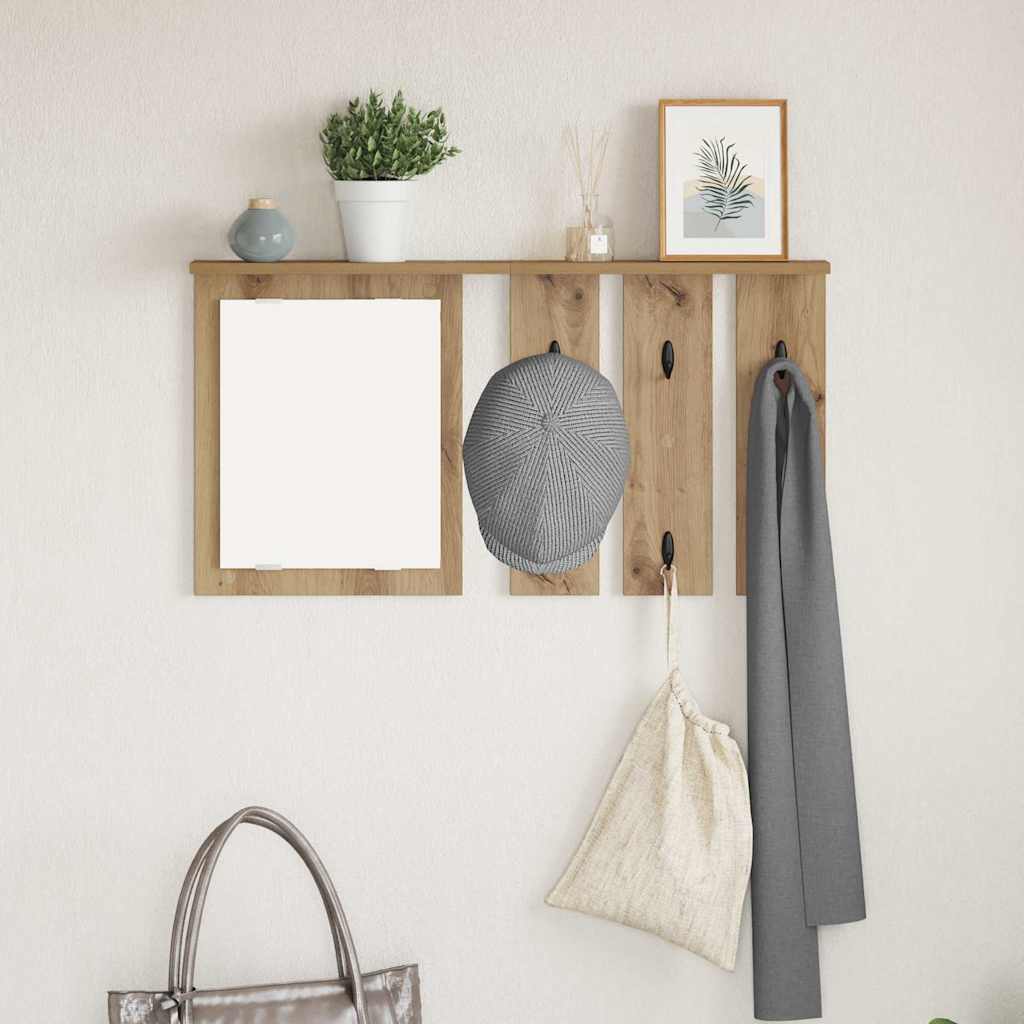 Wall-Mounted Coat Rack with Shelf Artisan oak 85 x 10 x 45 cm