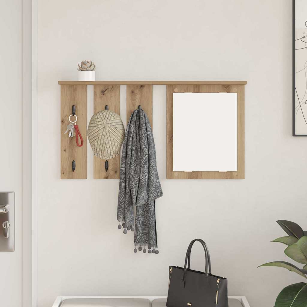 Wall-Mounted Coat Rack with Shelf Artisan oak 85 x 10 x 45 cm