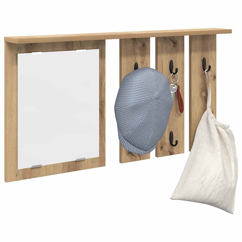 Wall-Mounted Coat Rack with Shelf Artisan oak 85 x 10 x 45 cm