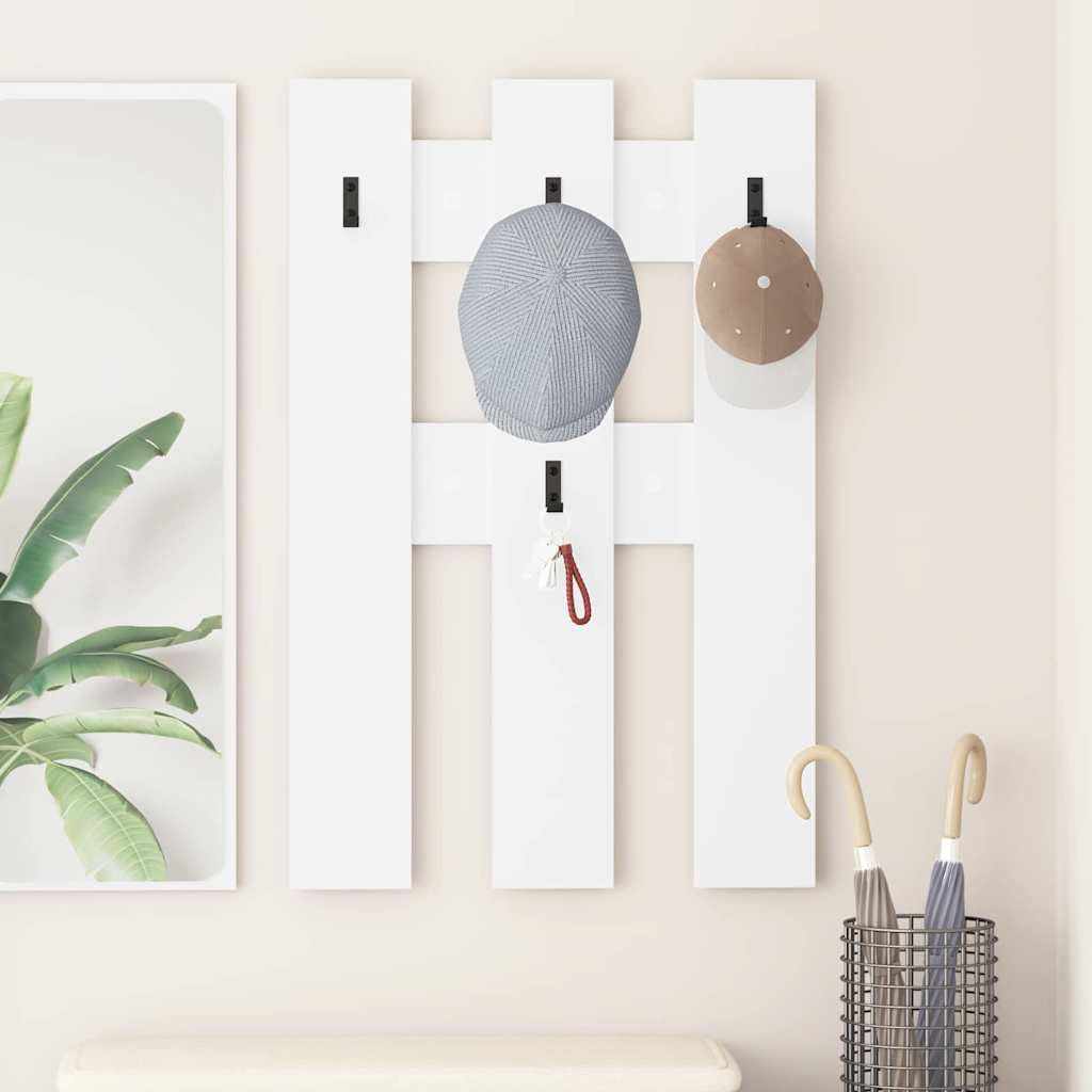 Wall-Mounted Coat Rack White 65 x 3 x 100 cm Engineered wood