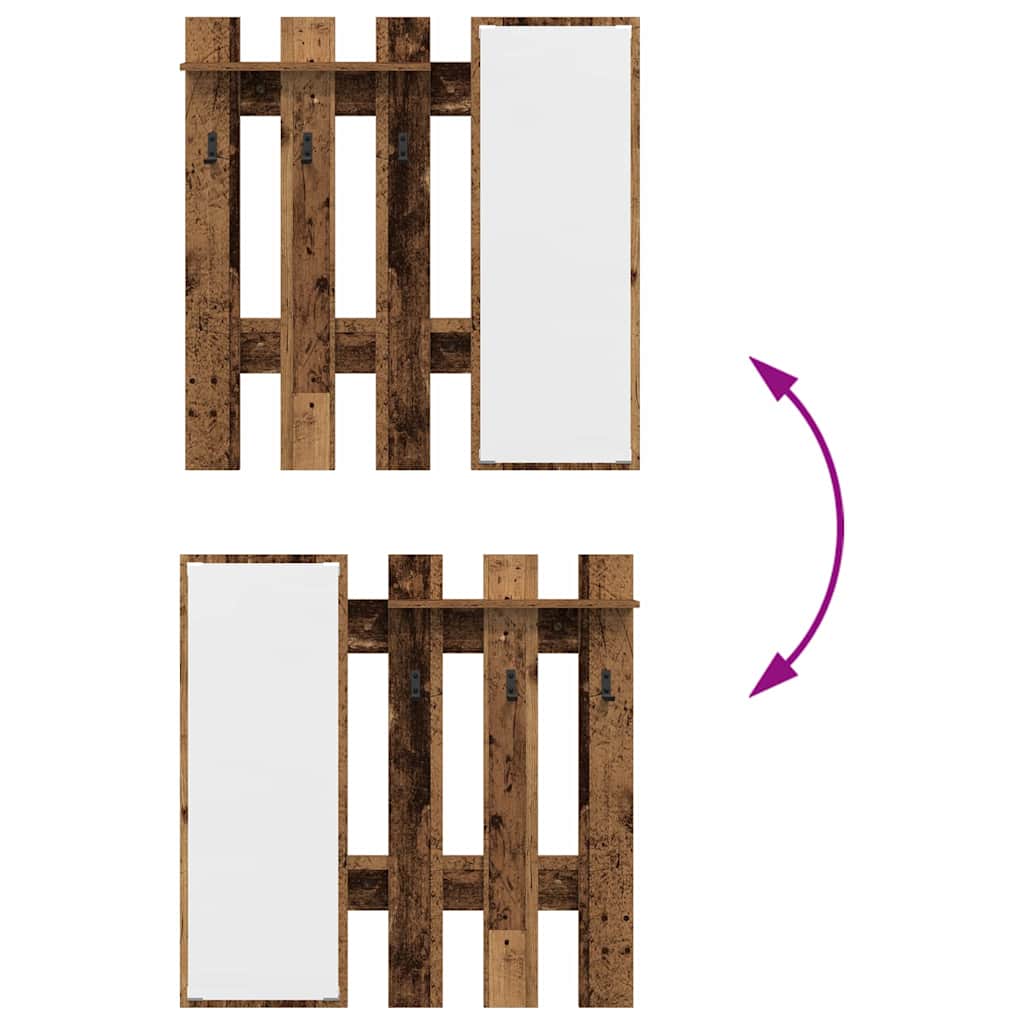 Wall-Mounted Coat Rack Wall-mounted Old Wood 100 x 10 x 100 cm