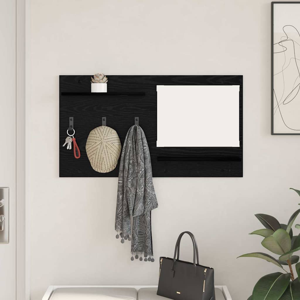 Wall-Mounted Coat Rack with Shelf Black Oak 90 x 10 x 50 cm