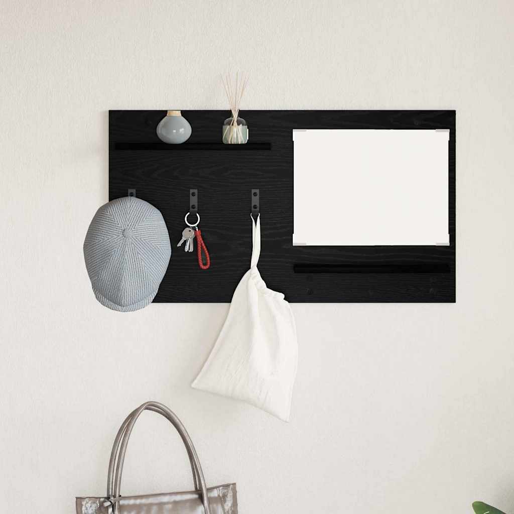 Wall-Mounted Coat Rack with Shelf Black Oak 90 x 10 x 50 cm