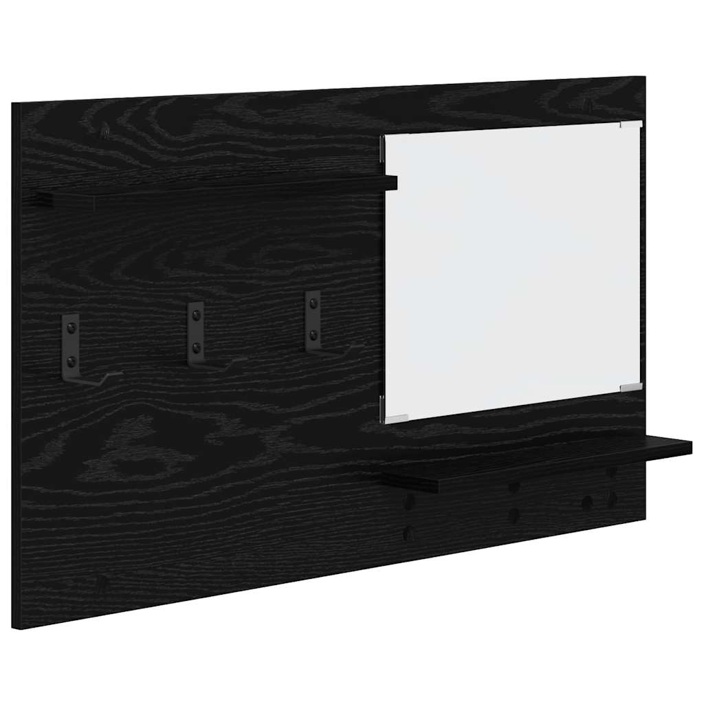 Wall-Mounted Coat Rack with Shelf Black Oak 90 x 10 x 50 cm