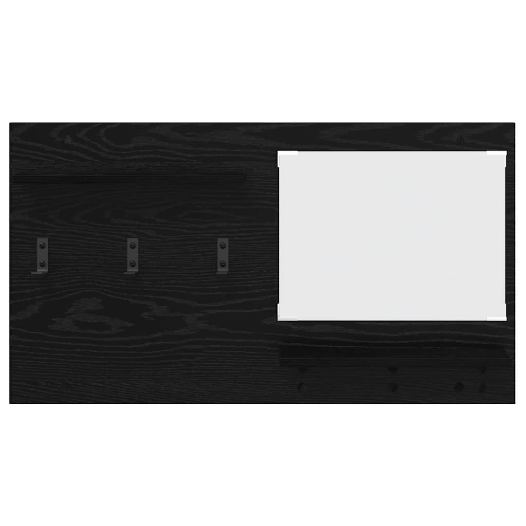 Wall-Mounted Coat Rack with Shelf Black Oak 90 x 10 x 50 cm