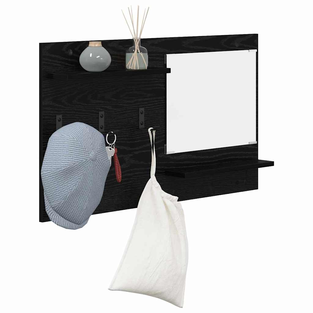 Wall-Mounted Coat Rack with Shelf Black Oak 90 x 10 x 50 cm