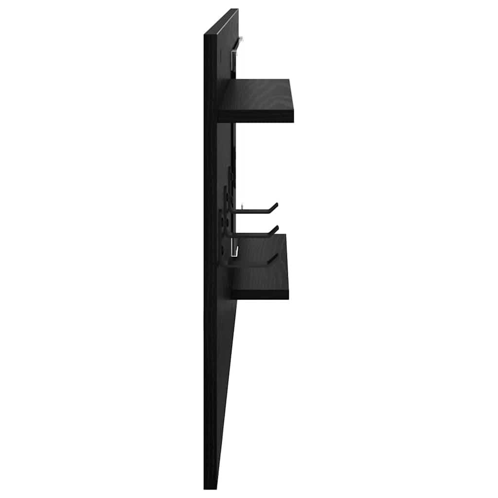 Wall-Mounted Coat Rack with Shelf Black Oak 90 x 10 x 50 cm