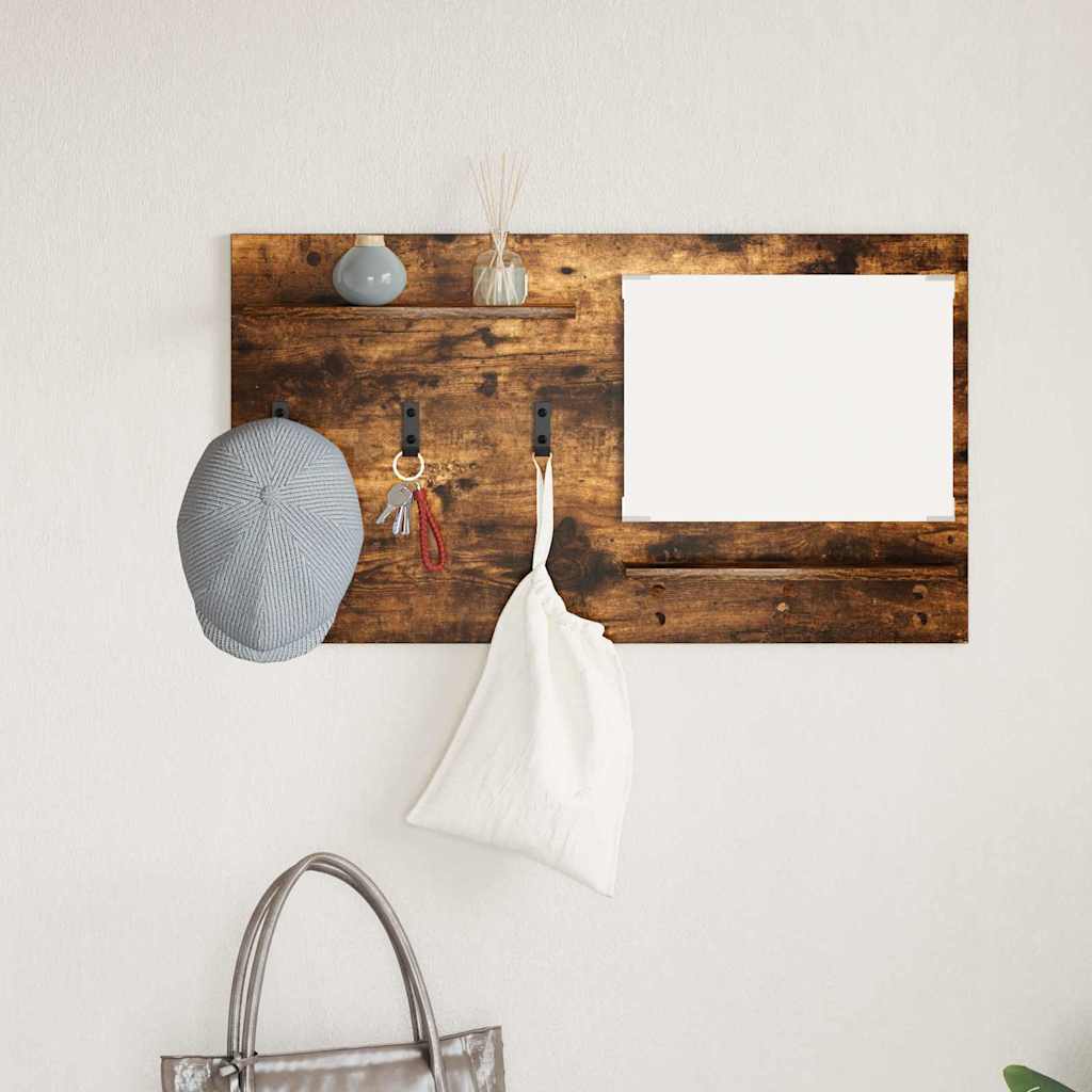 Wall-Mounted Coat Rack with Shelf Smoked Oak 90 x 10 x 50 cm