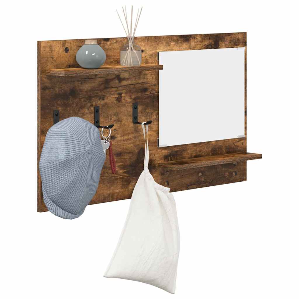 Wall-Mounted Coat Rack with Shelf Smoked Oak 90 x 10 x 50 cm