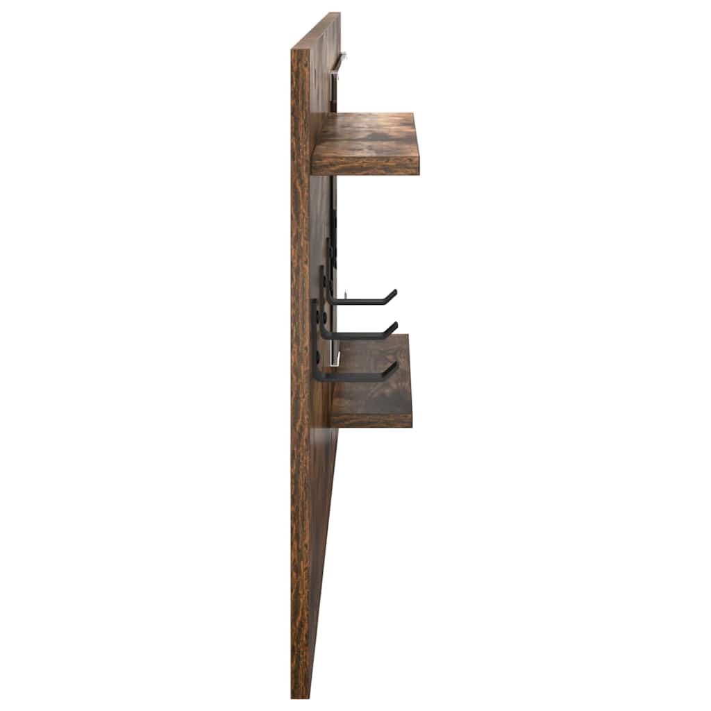 Wall-Mounted Coat Rack with Shelf Smoked Oak 90 x 10 x 50 cm