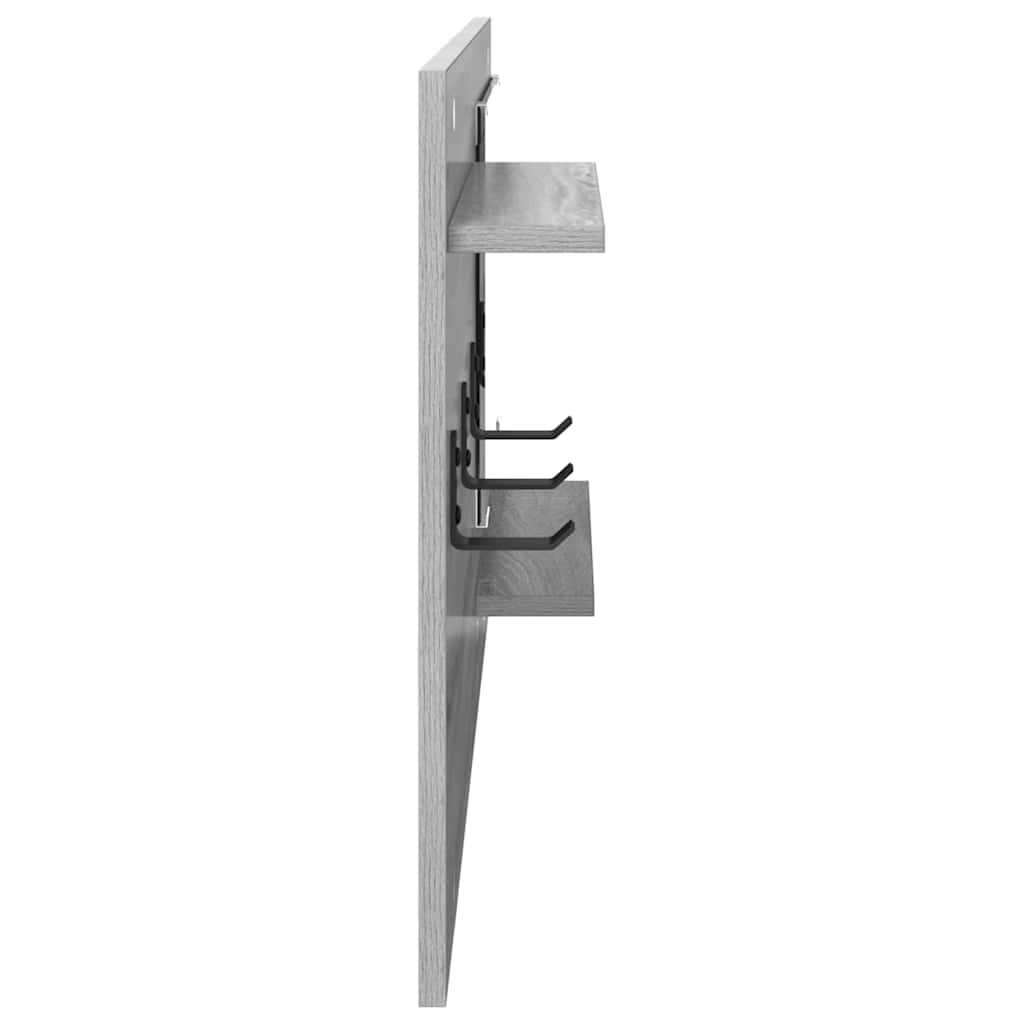 Wall-Mounted Coat Rack with Shelf Grey Sonoma 90 x 10 x 50 cm