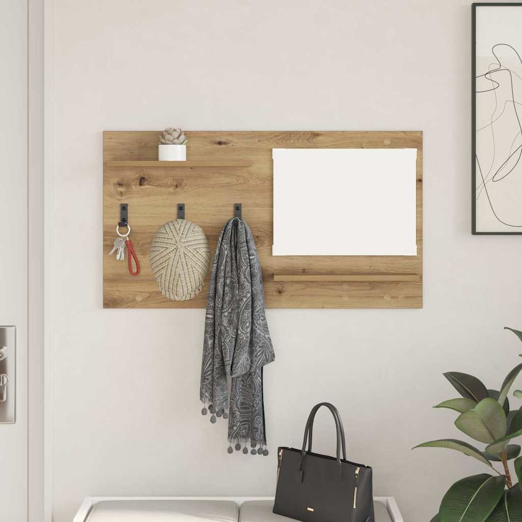 Wall-Mounted Coat Rack with Shelf Artisan Oak 90 x 10 x 50 cm