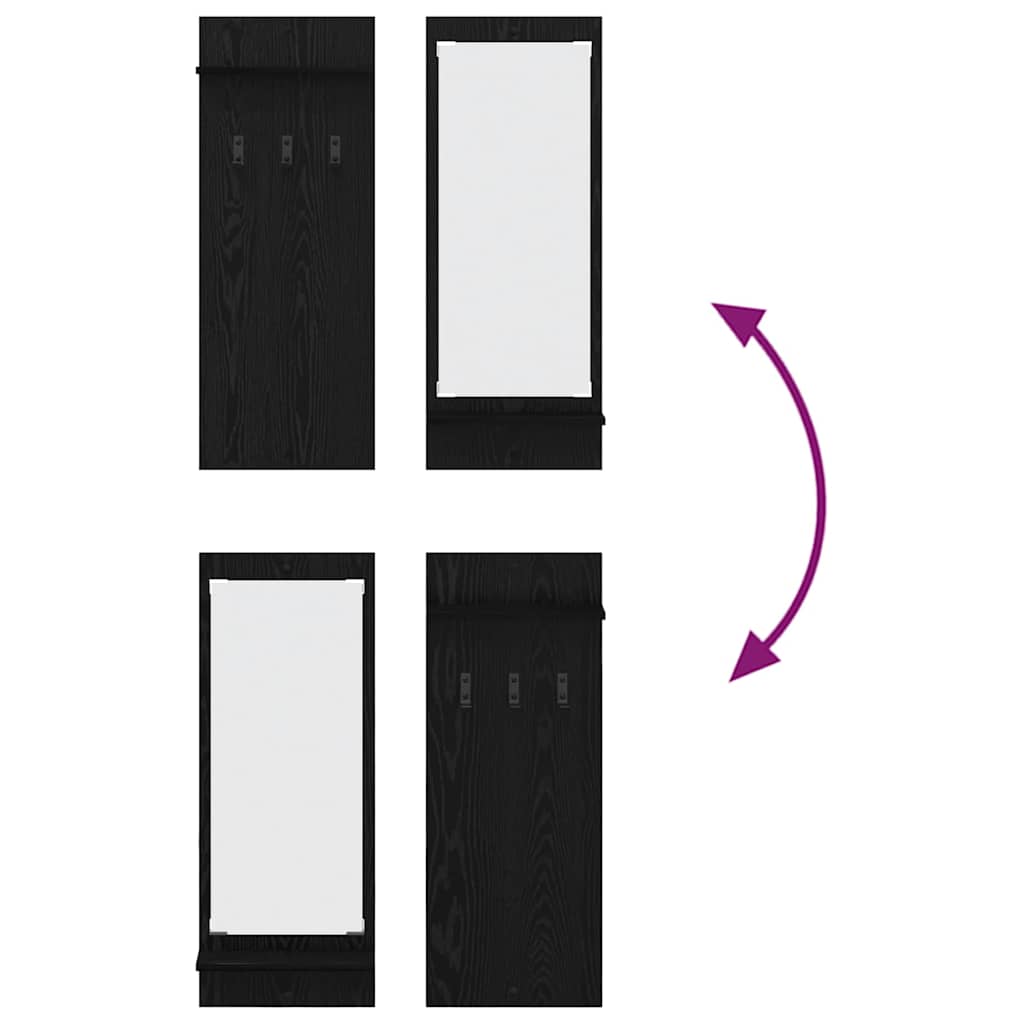Wall-Mounted Coat Rack Wall-Mounted Black Oak 70 x 10 x 90 cm