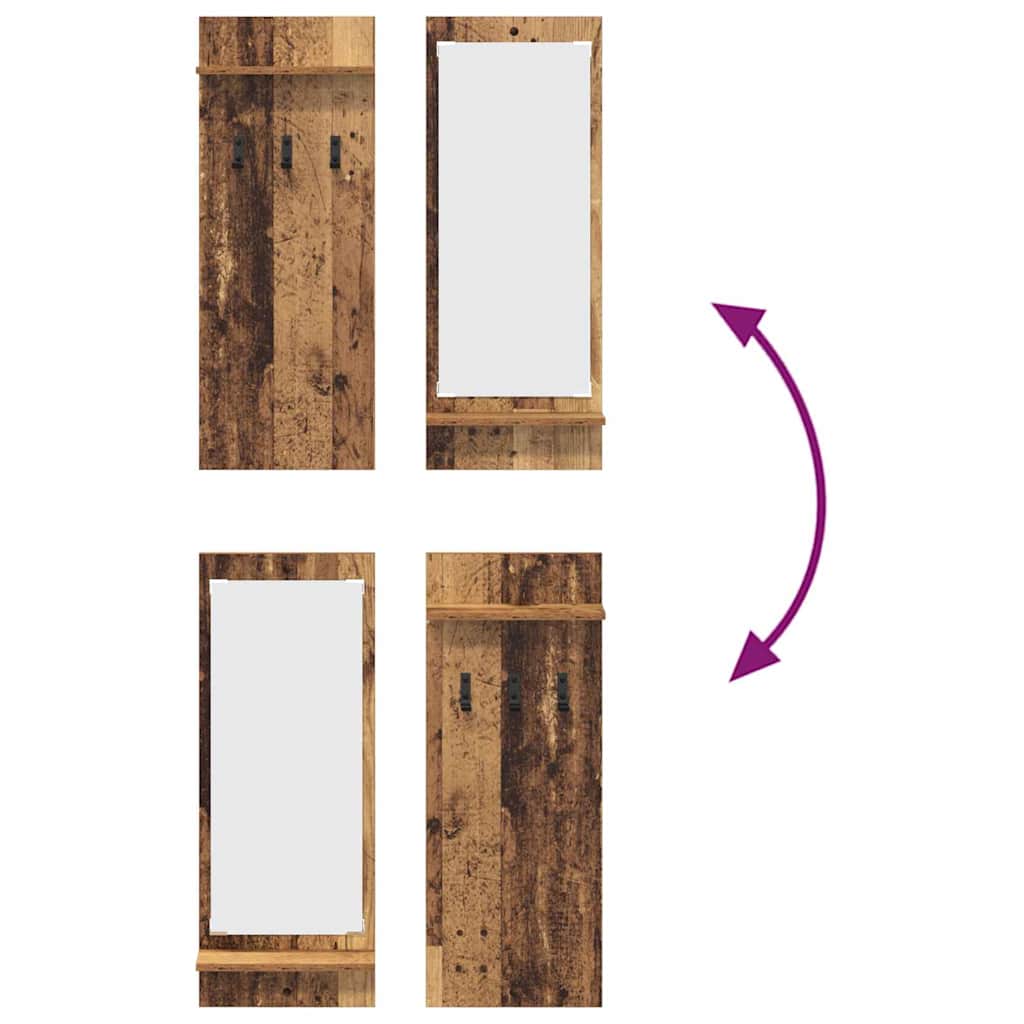 Wall-Mounted Coat Rack Old Wood 70 x 10 x 90 cm Engineered wood