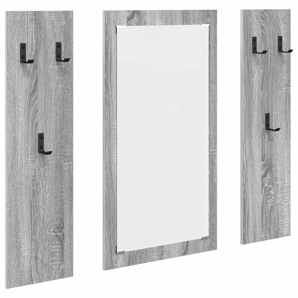Wall-Mounted Coat Rack with Mirror Grey Sonoma 96 x 1.5 x 90 cm