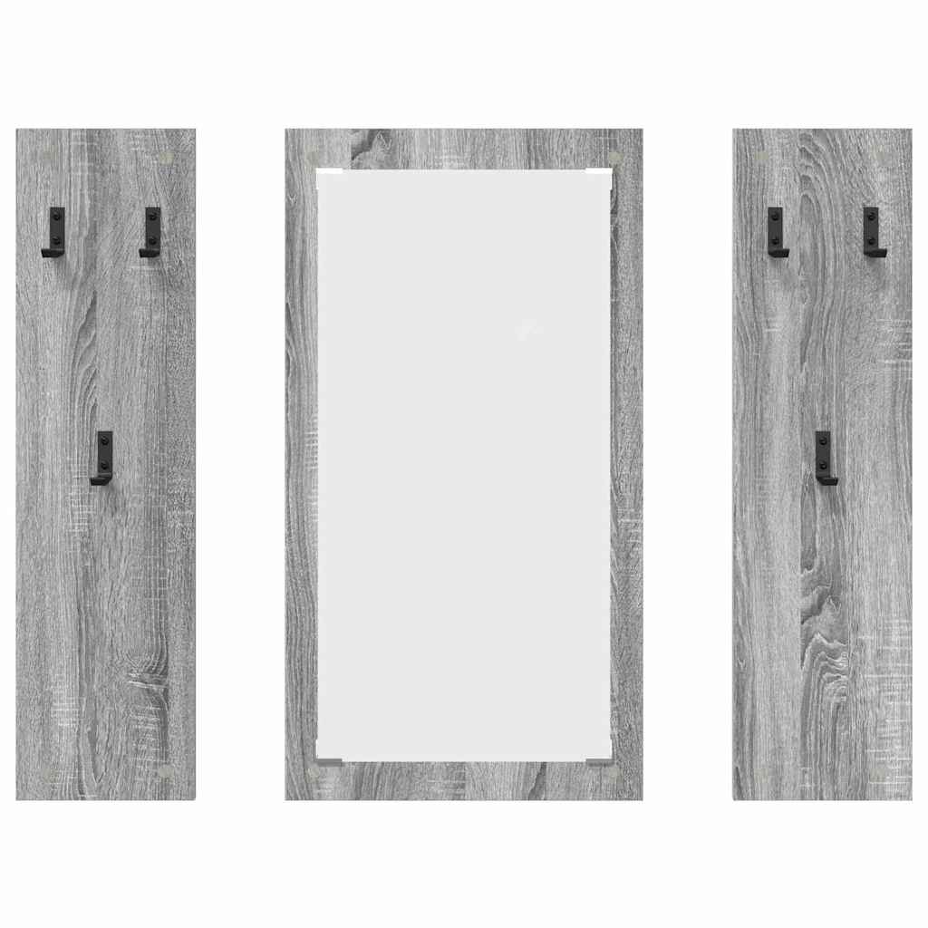 Wall-Mounted Coat Rack with Mirror Grey Sonoma 96 x 1.5 x 90 cm