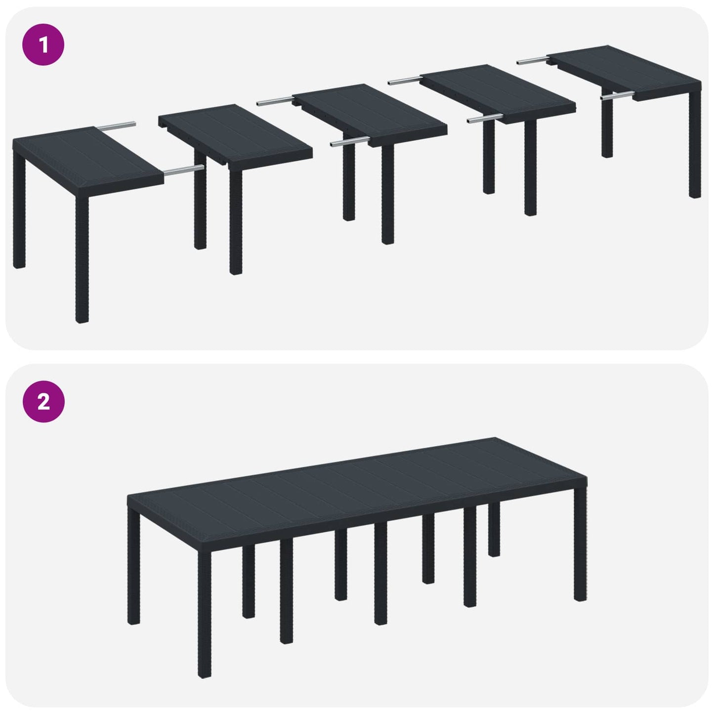 Garden Table Anthracite 250 x 100 x 73 cm Poly Rattan