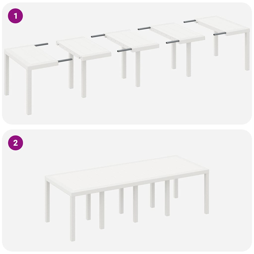 Garden Table White 250 x 100 x 73 cm Poly Rattan