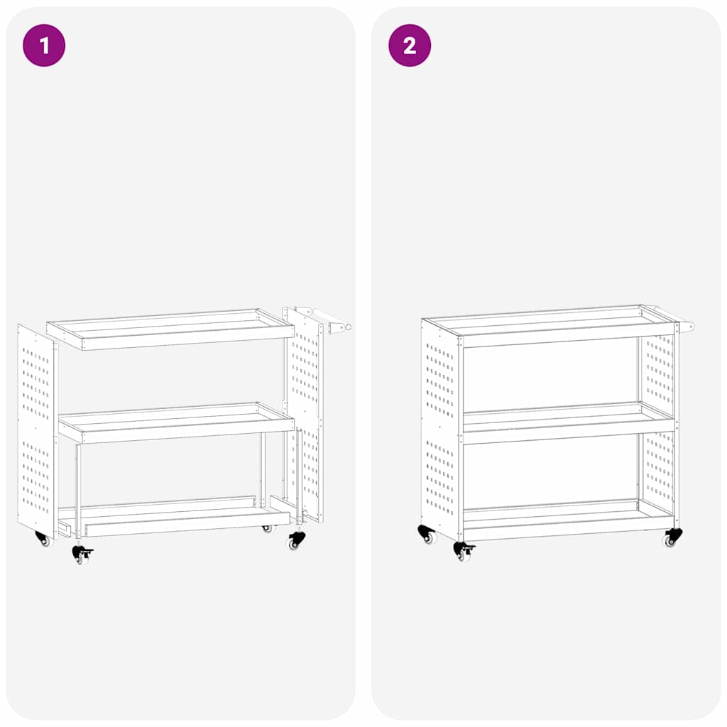 Tool Trolley with Shelf White 75 x 35 x 73 cm Cold-rolled Steel
