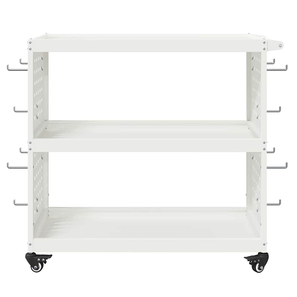 Tool Trolley with Shelf White 75 x 35 x 73 cm Cold-rolled Steel