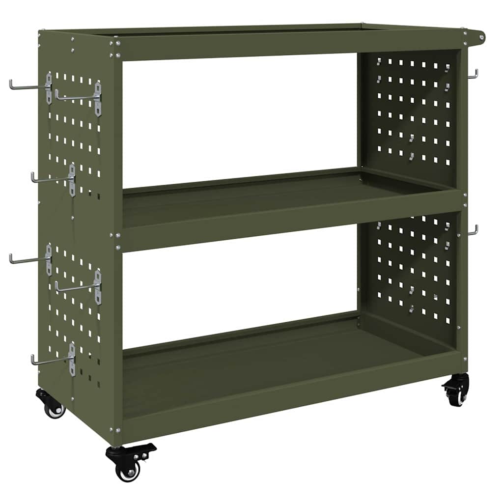vidaXL Tool Trolley Olive green 75 x 35 x 73 cm Cold-rolded steel