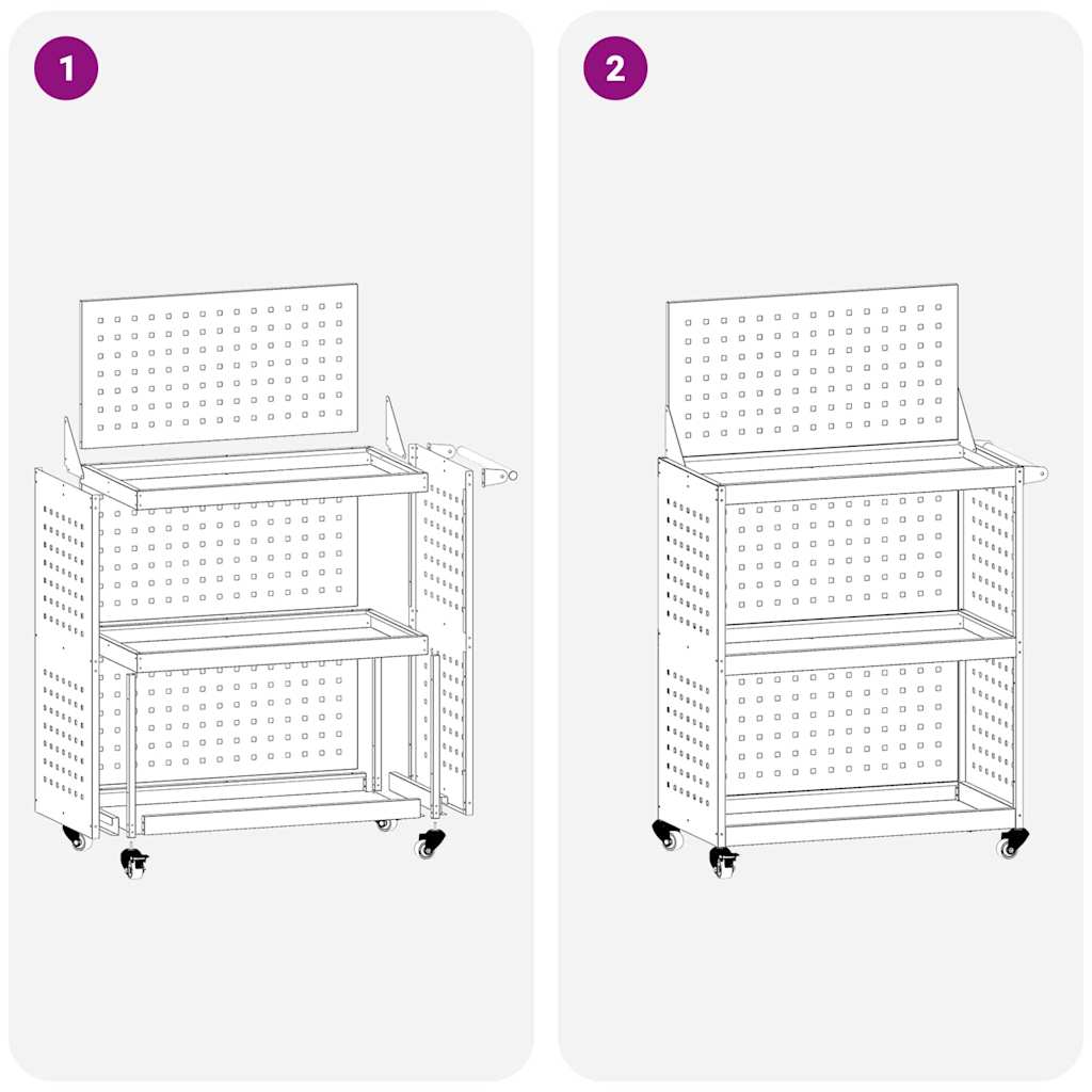 vidaXL Tool Trolley Manual White 65 x 35 x 111 cm Cold-rolded steel