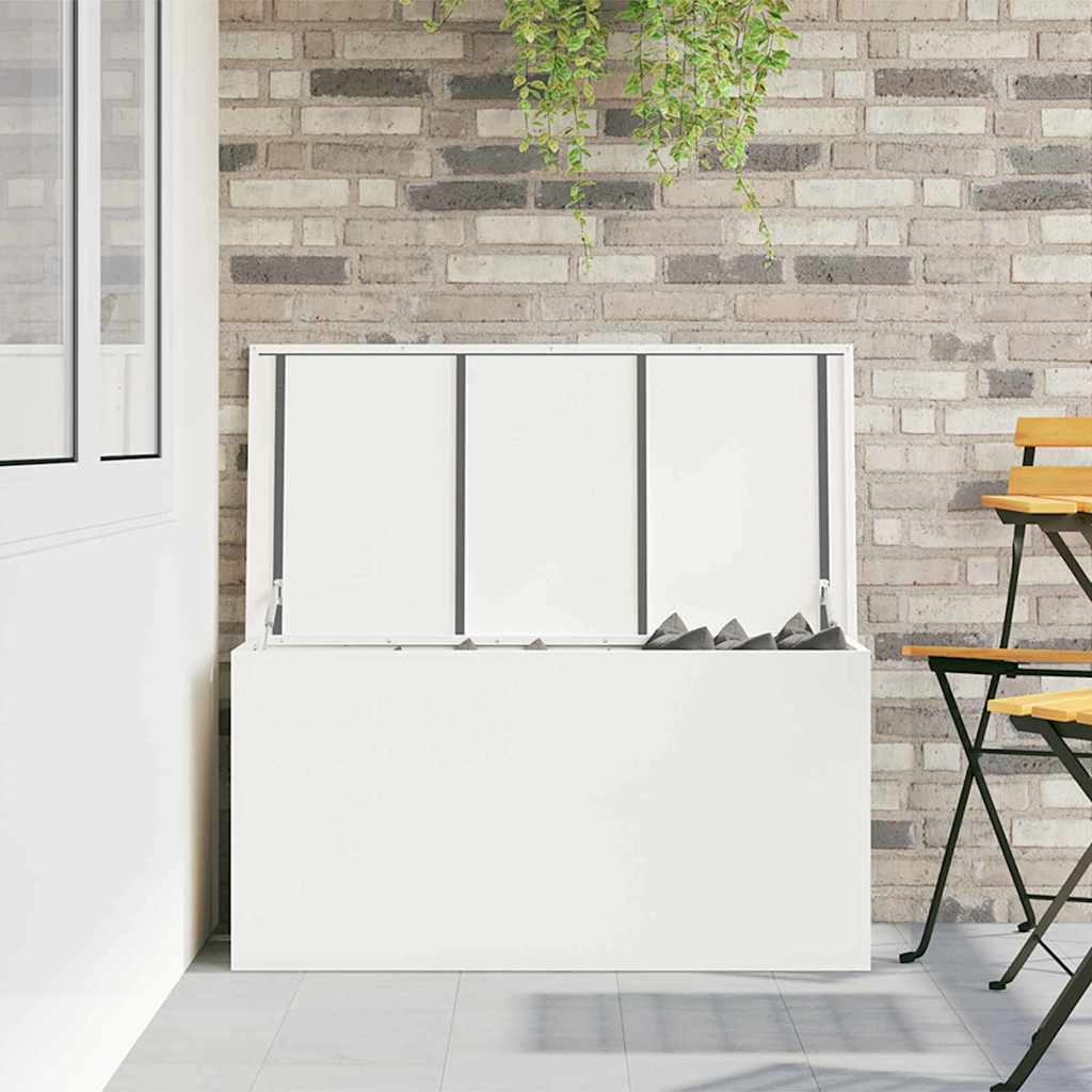 Garden Storage Cushion Box Steel 100 x 50.5 x 50 cm 220 White