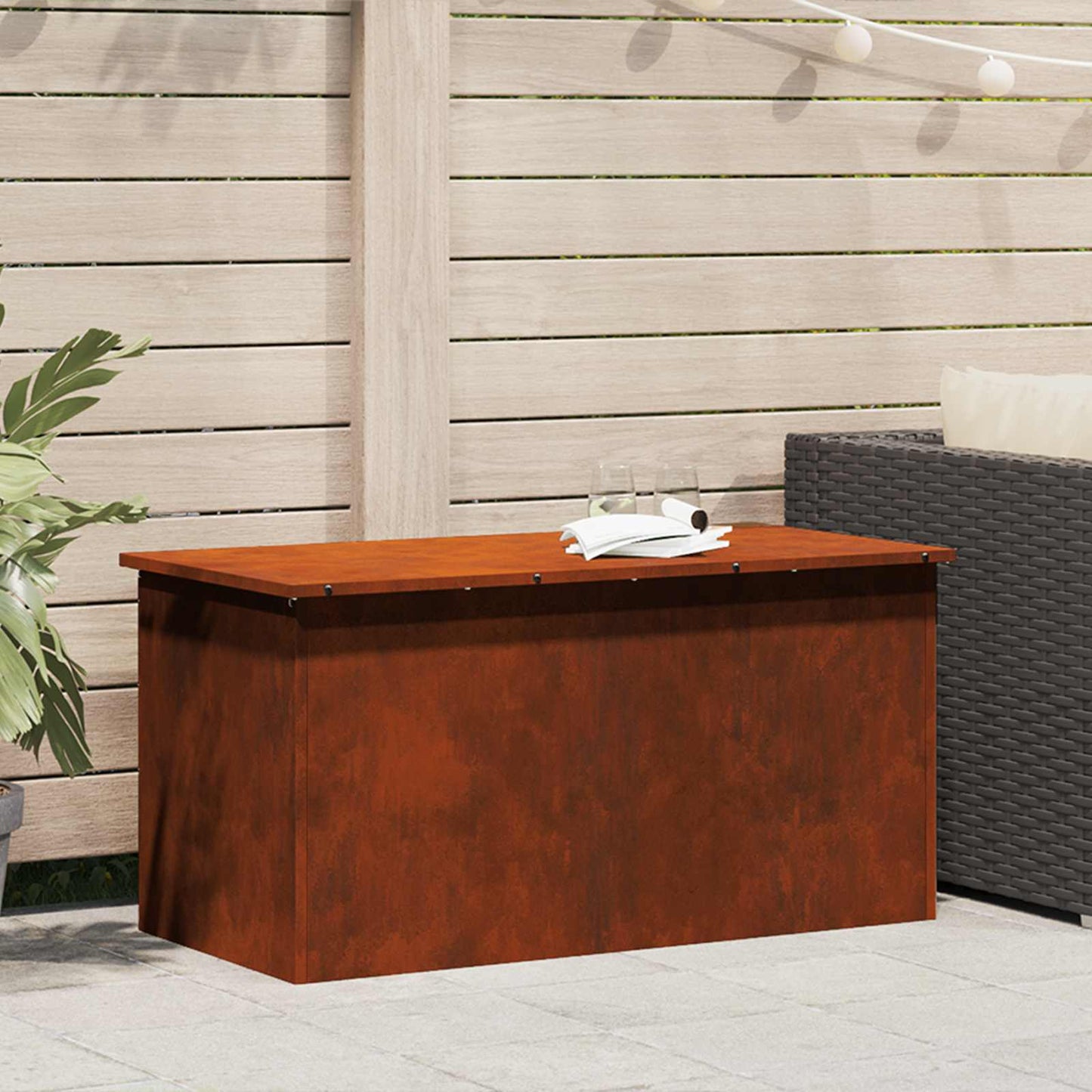 Garden Storage Cushion Box Steel 100 x 50.5 x 50 cm 220 Rusty