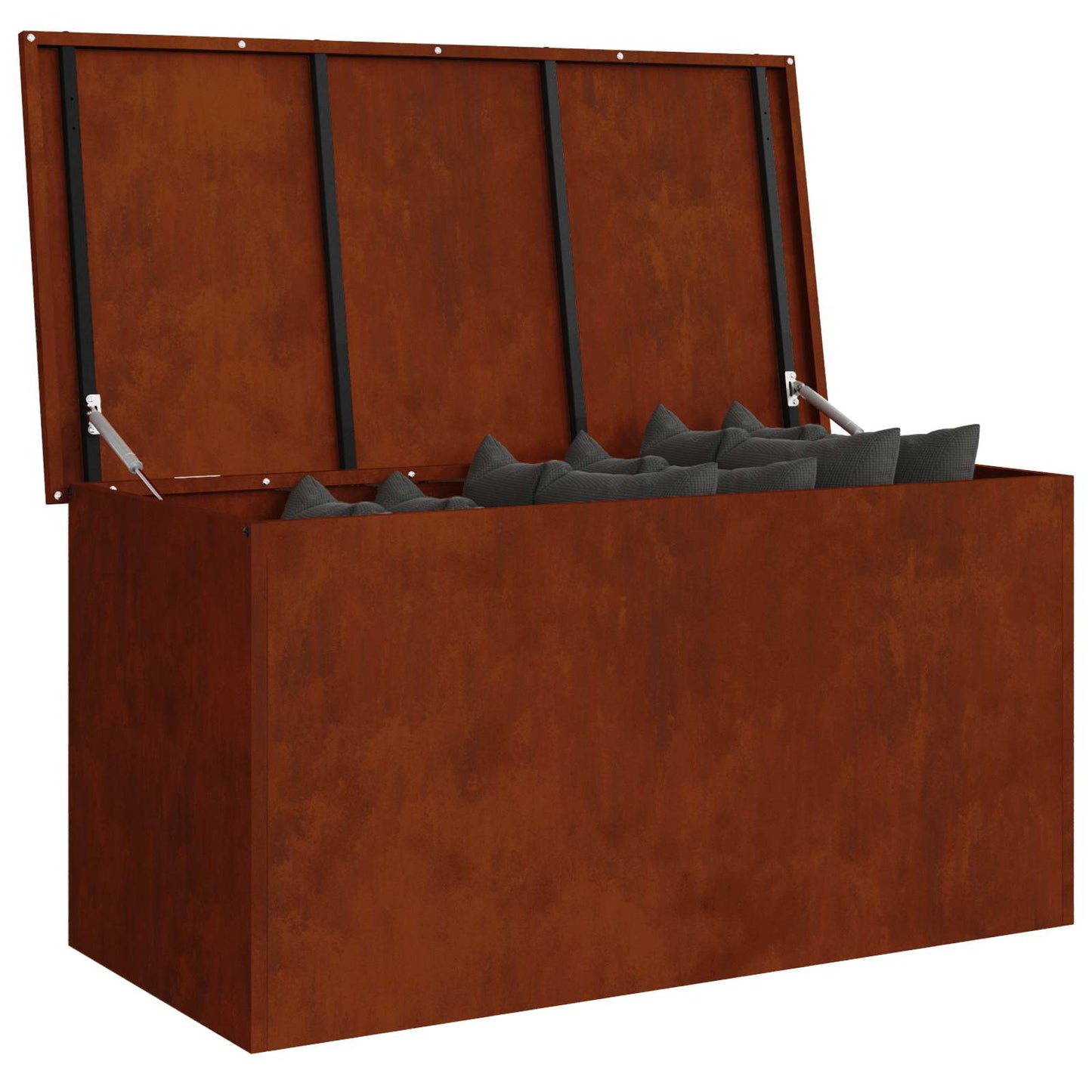 Garden Storage Cushion Box Steel 100 x 50.5 x 50 cm 220 Rusty
