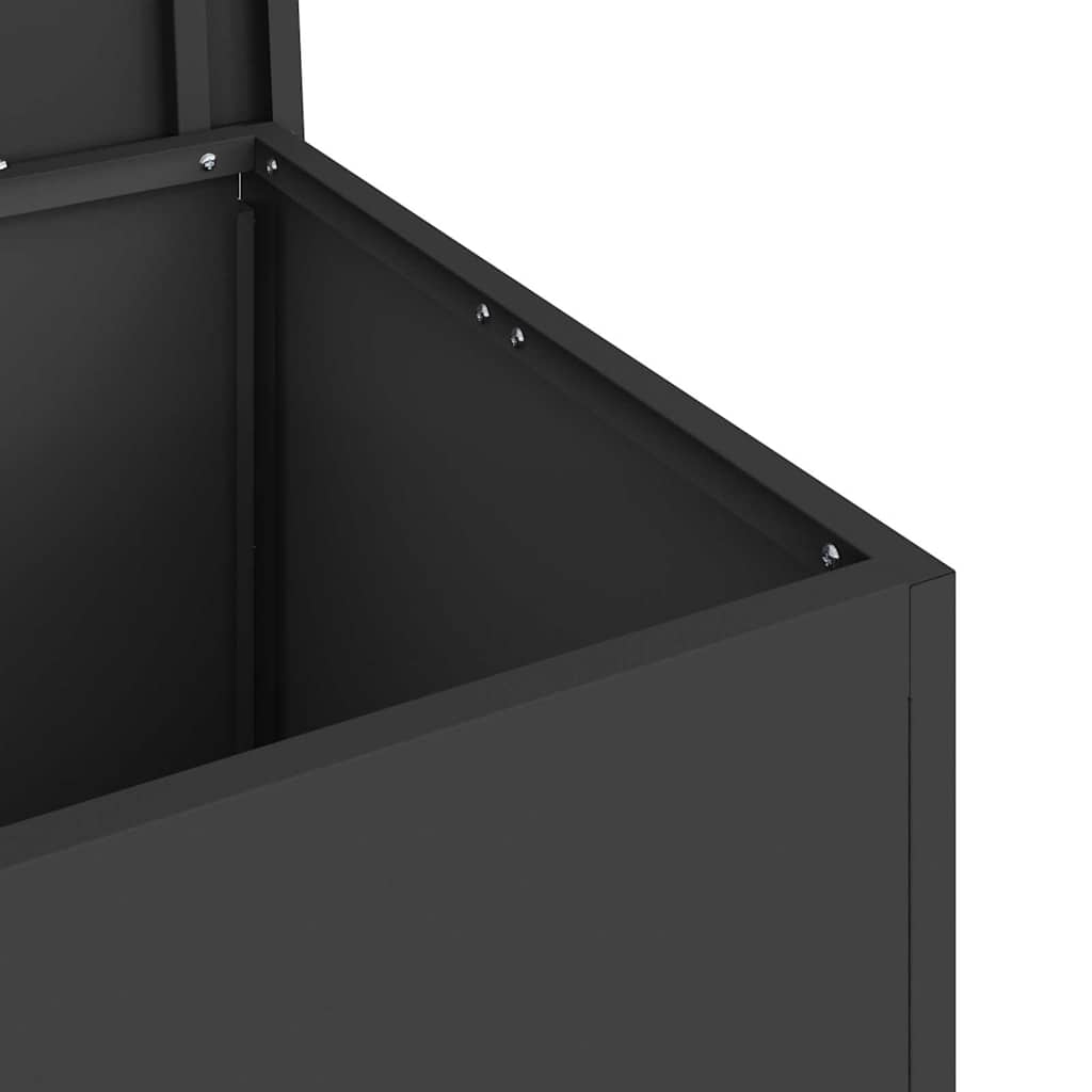 Garden Storage Cushion Box Steel 80 x 50.5 x 50 cm 180 Black