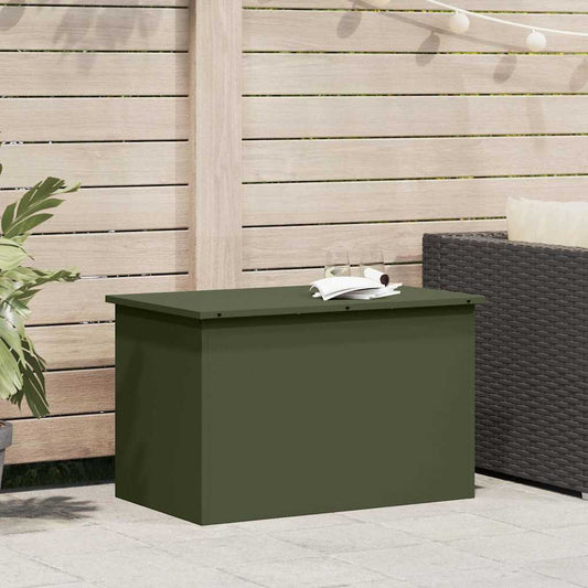 Outdoor Storage Box Olive Green 80 x 50.5 x 50 cm Steel