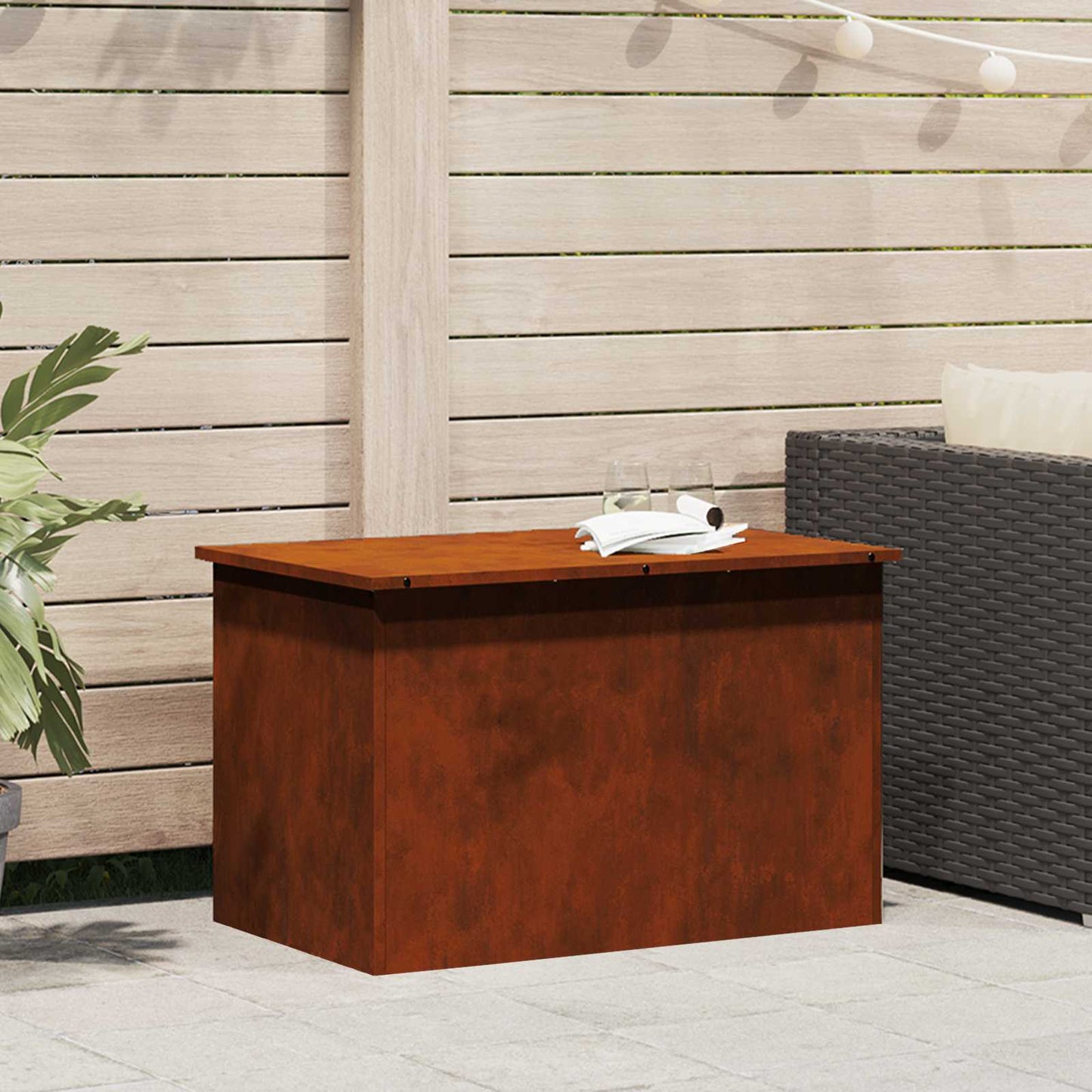 Garden Storage Cushion Box Steel 80 x 50.5 x 50 cm Rusty
