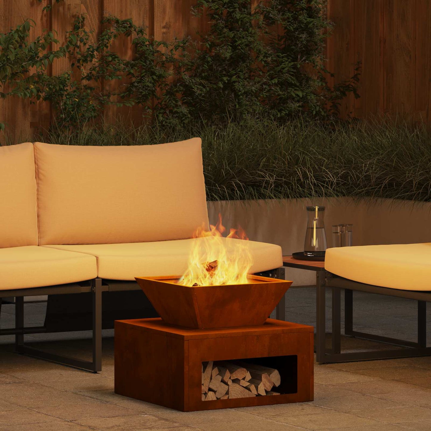 Fire Pit Rusty 50 x 50 x 40 cm Weathering Steel