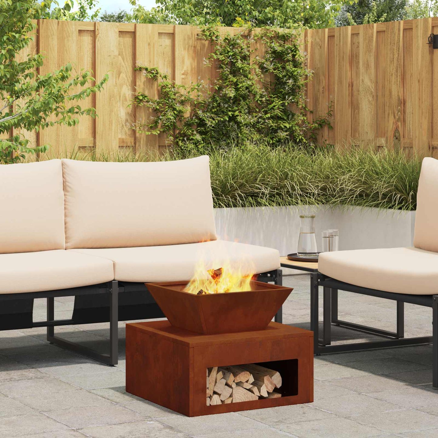 Fire Pit Rusty 50 x 50 x 40 cm Weathering Steel