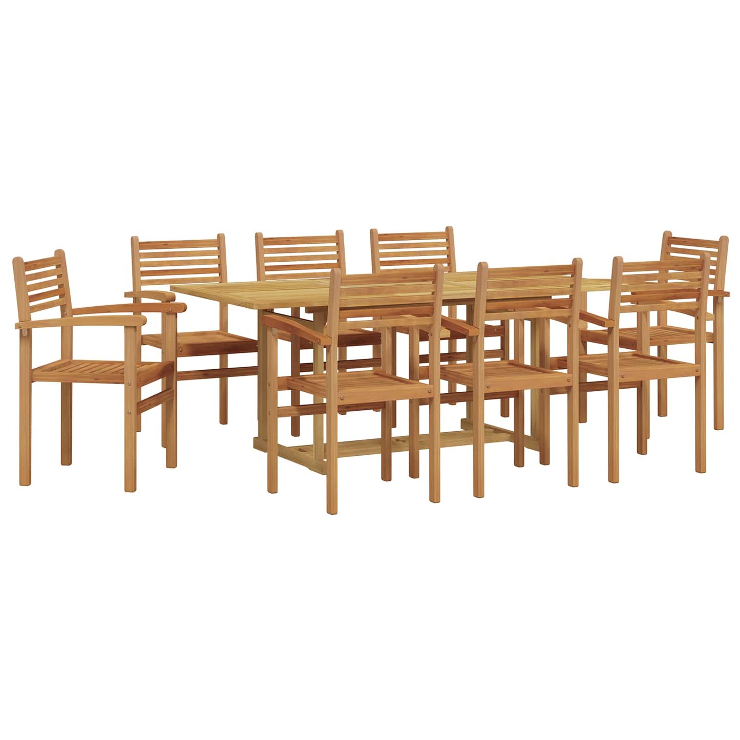 Garden Dining Set 9 pcs Brown Solid Teak Wood