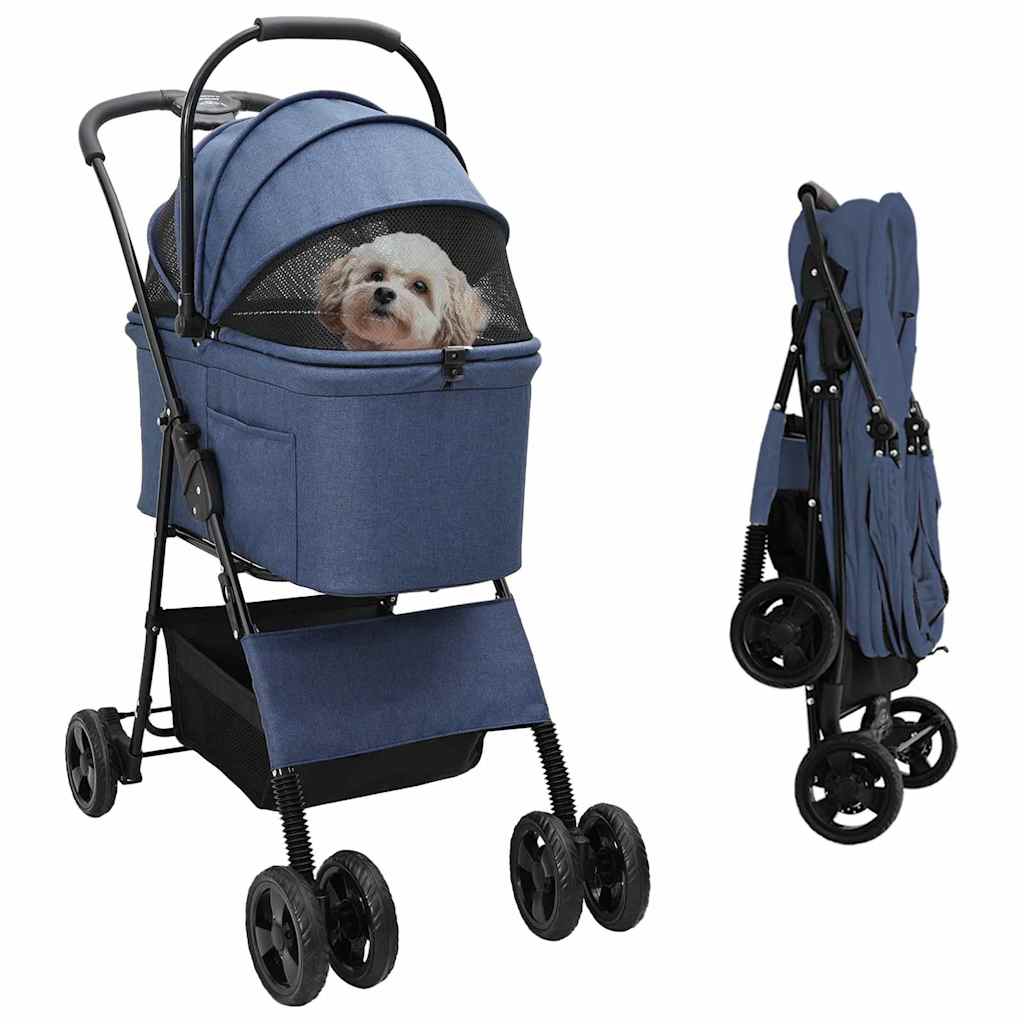 Folding Pet Stroller Adjustable Blue 81 x 47 x 99 cm Polyester