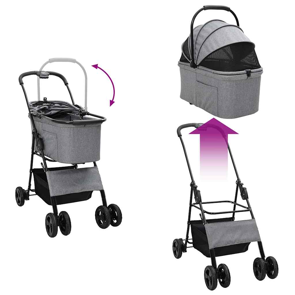 Folding Pet Stroller Adjustable Grey 81 x 47 x 99 cm Polyester