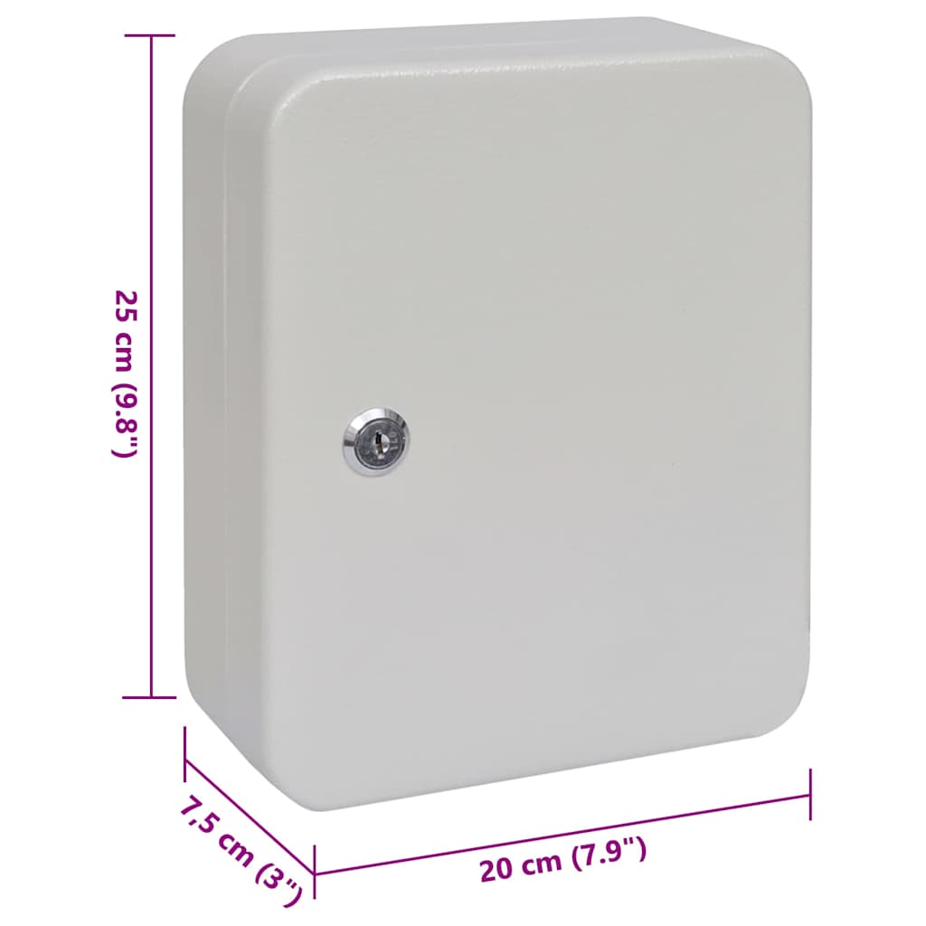 Key Box with Lock Ivory 20 x 7.5 x 25 cm Steel