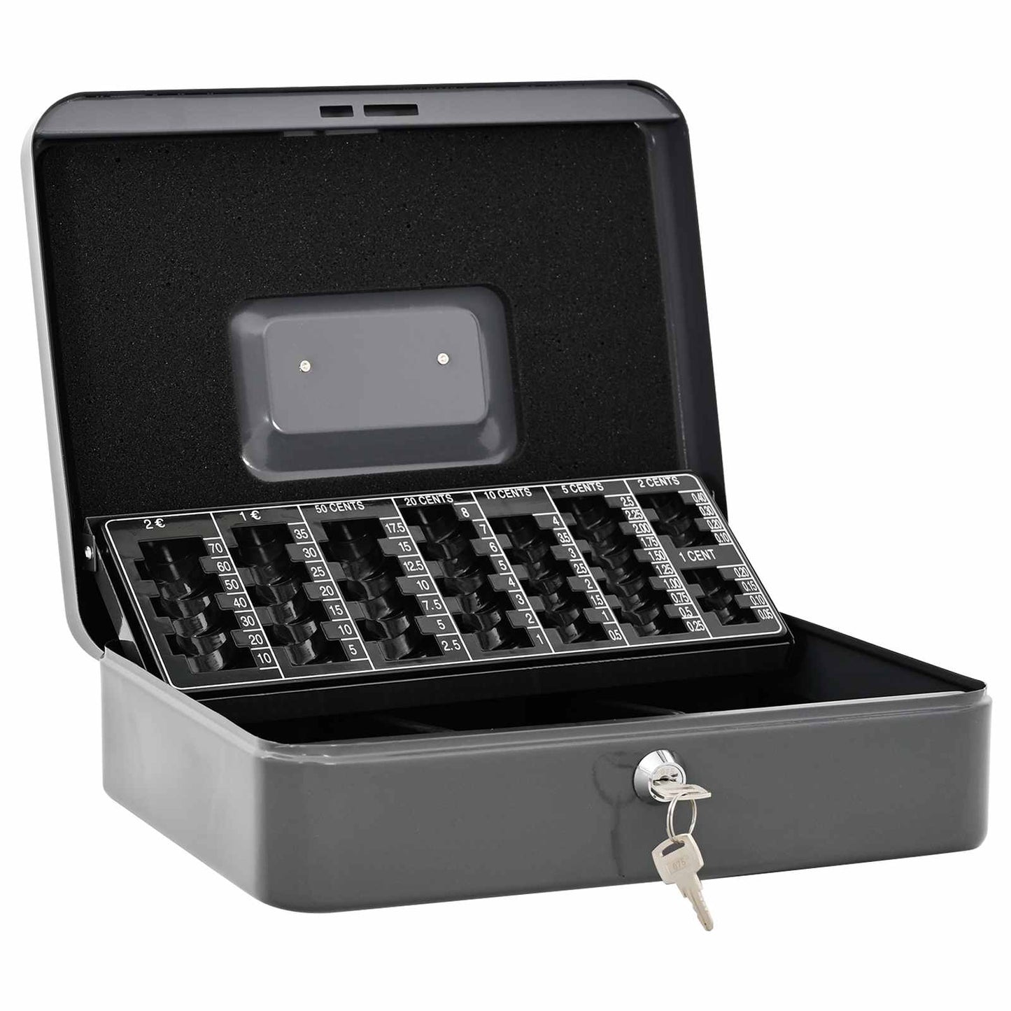 Cash Box with Lock Dark grey 30 x 24 x 9 cm Steel